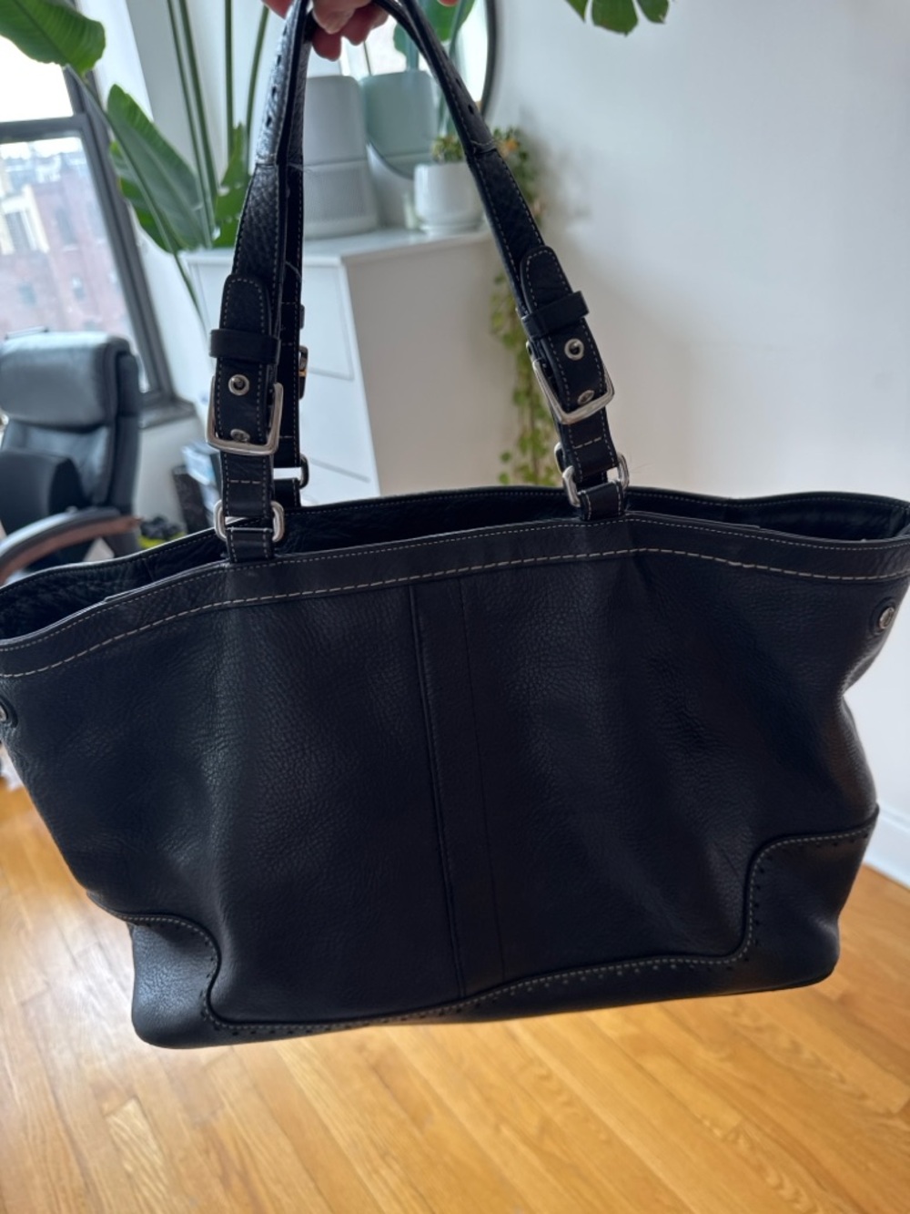 Coach Black Pebble Leather Tote Bag Style 5749